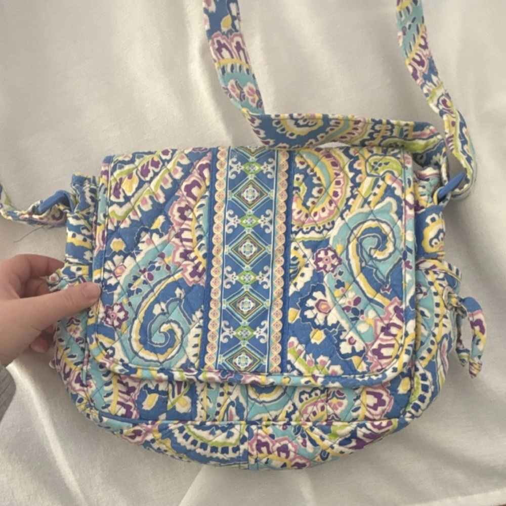 Vera Bradley Paisley Shoulder Bag Blue Multi Adjustable Strap Pockets